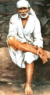 Shirdi Sai in characteristic sitting pose
