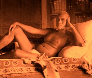 Ramana Maharshi giving darshan