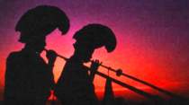 Tibetan Musicians at Sunset